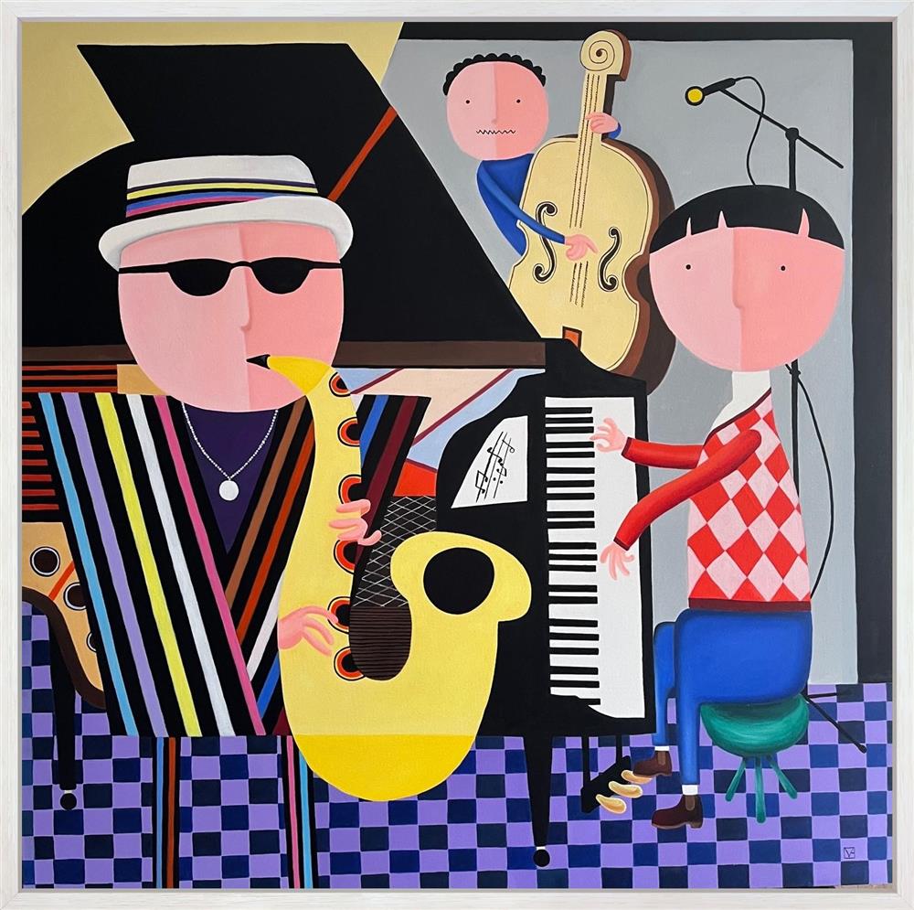 Michael Abrams - 'Jazz Club - XL' - Framed Original Artwork
