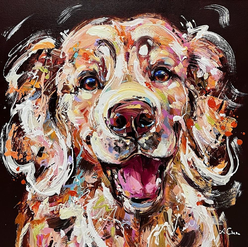Anna Cher - 'Joy On Four Paws' - Framed Original Artwork