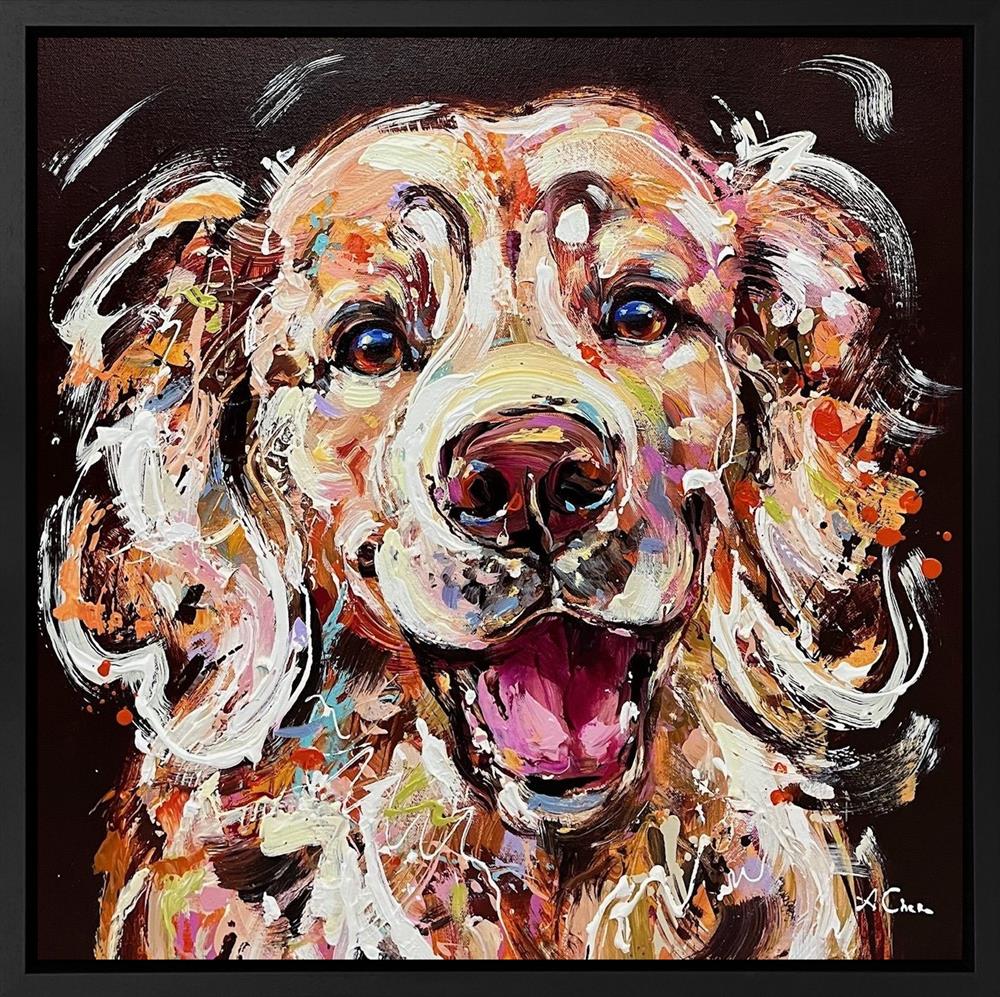 Anna Cher - 'Joy On Four Paws' - Framed Original Artwork