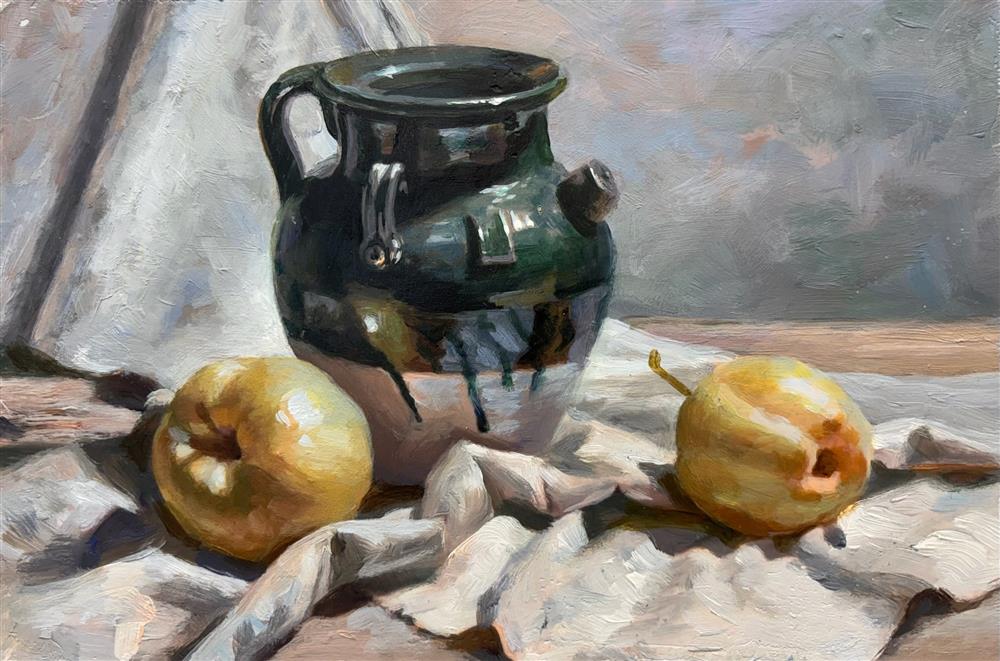 Rachele Dryden-Smith - 'Jug And Apples' - Framed Original Artwork