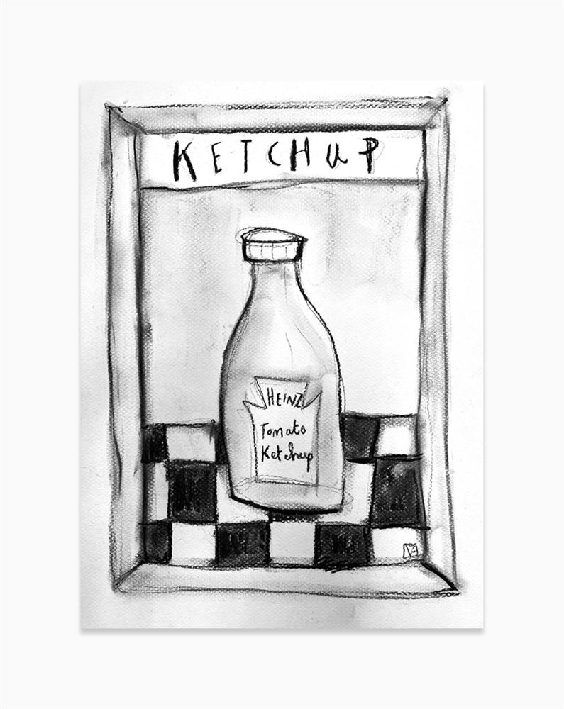 Michael Abrams - 'Ketchup! - Charcoal Study' - Framed Original Art