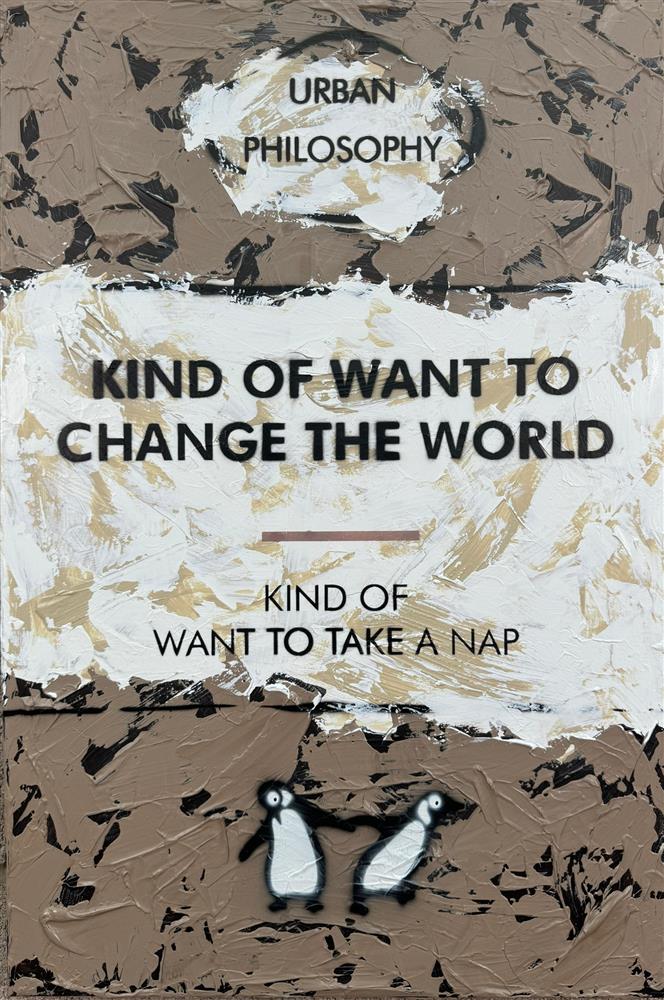 Hue Folk - 'Kind Of Want To Change The World' - Framed Original Art
