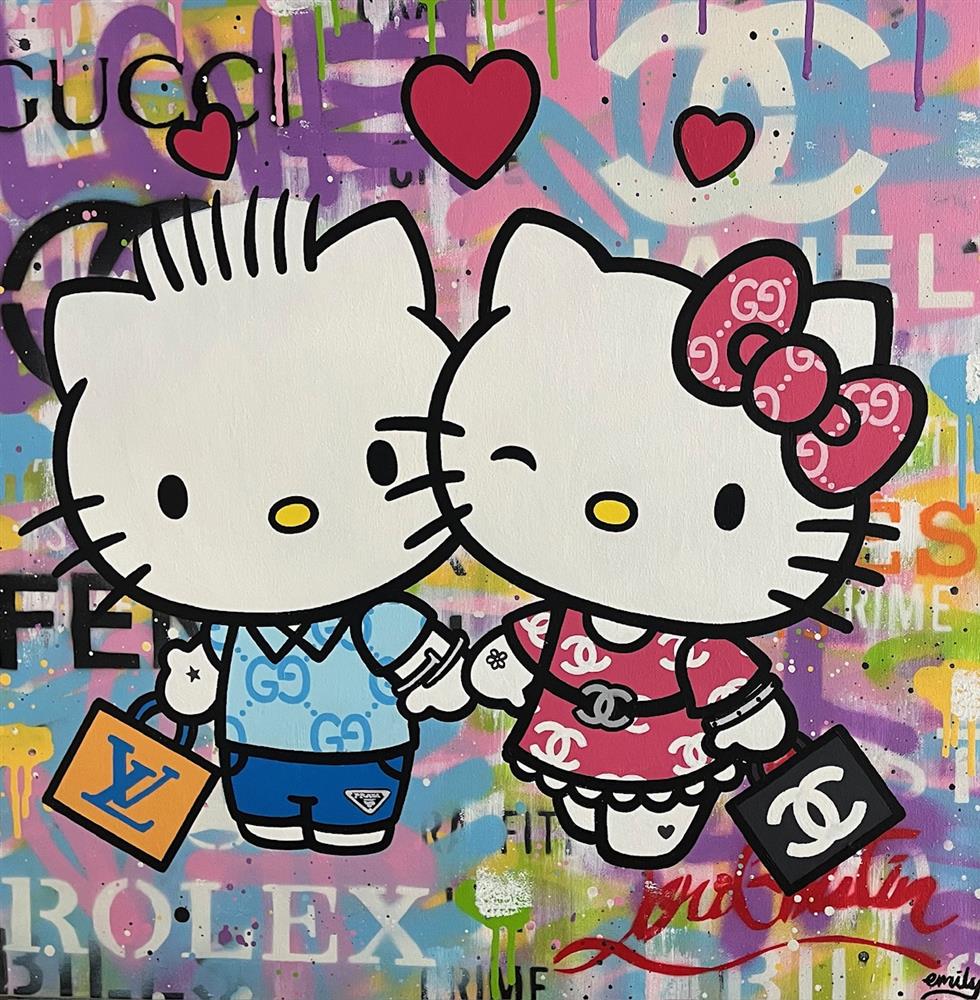 Emily Crook - 'Kitty Love' - Framed Original Art