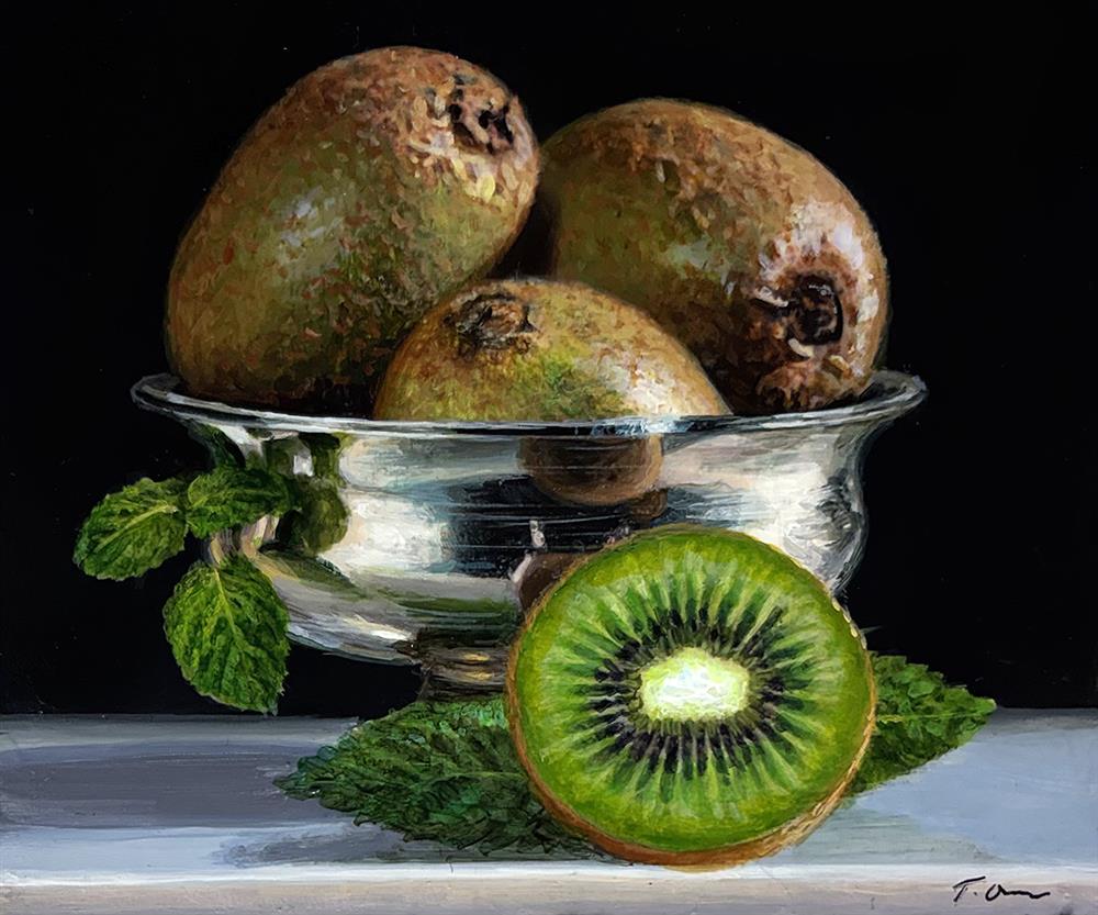 Tony Owens - 'Kiwi In Silver Bowl' - Framed Original Artwork
