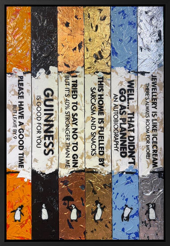 Hue Folk - 'Life Is A Bookcase (6 Books) III' - Framed Original Artwork