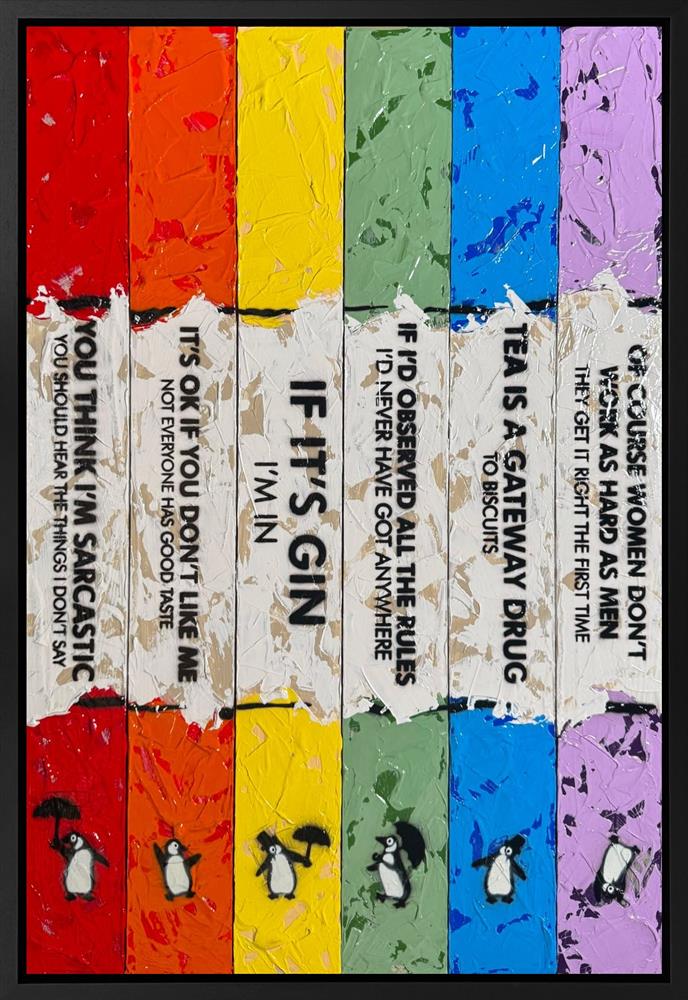 Hue Folk - 'Life Is A Bookcase (6 Books) XXIV' - Framed Original Artwork