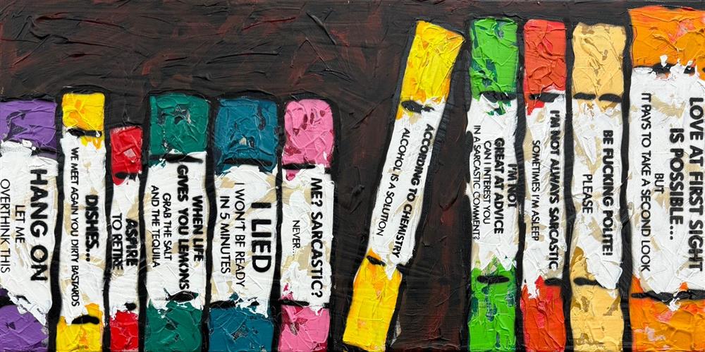 Hue Folk - 'Life's A Bookcase I - Mini' - Framed Original Artwork