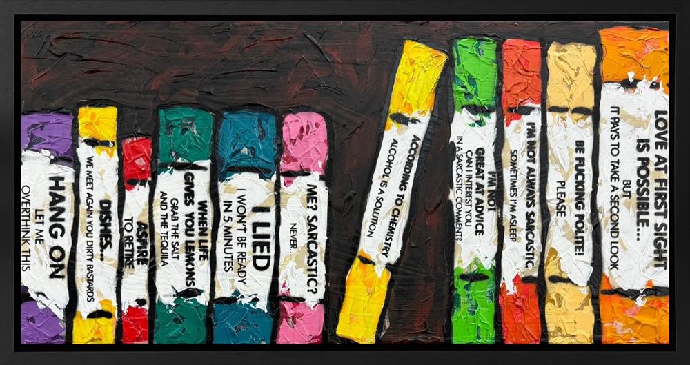 Hue Folk - 'Life's A Bookcase I - Mini' - Framed Original Artwork