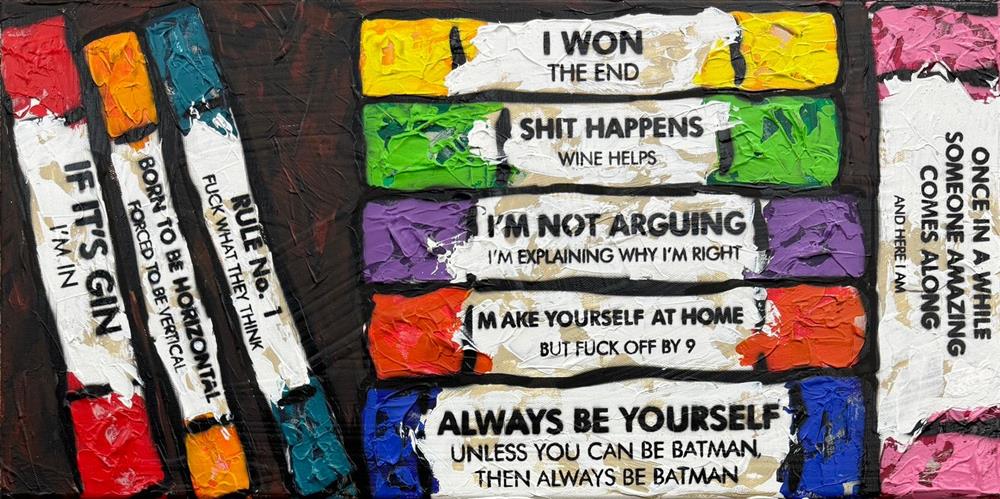 Hue Folk - 'Life's A Bookcase II - Mini' - Framed Original Artwork