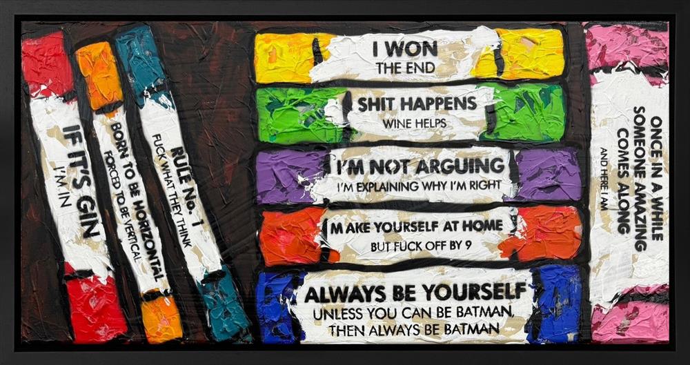 Hue Folk - 'Life's A Bookcase II - Mini' - Framed Original Artwork