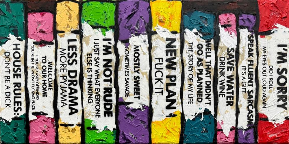 Hue Folk - 'Life's A Bookcase III - Mini' - Framed Original Artwork