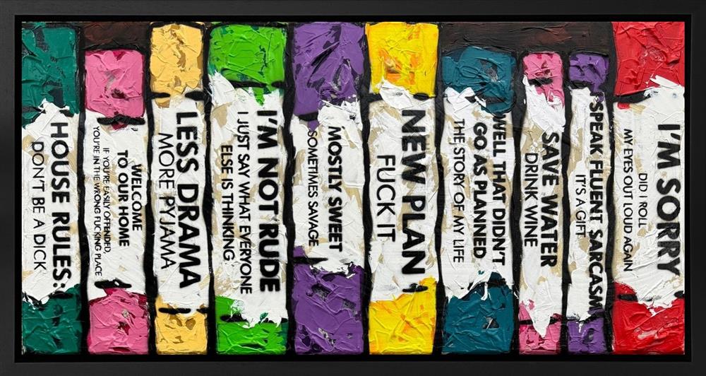 Hue Folk - 'Life's A Bookcase III - Mini' - Framed Original Artwork