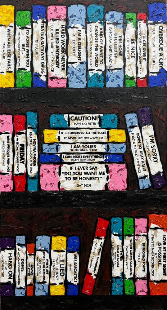 Hue Folk - 'Life's A Bookcase VI' - Framed Original Artwork