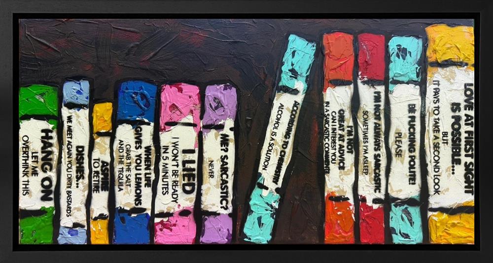 Hue Folk - 'Life's A Bookcase XI - Mini' - Framed Original Artwork