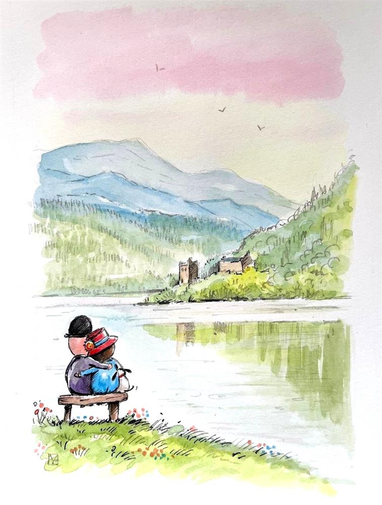 Michael Abrams - 'Love On The Loch - Study' - Framed Original Artwork