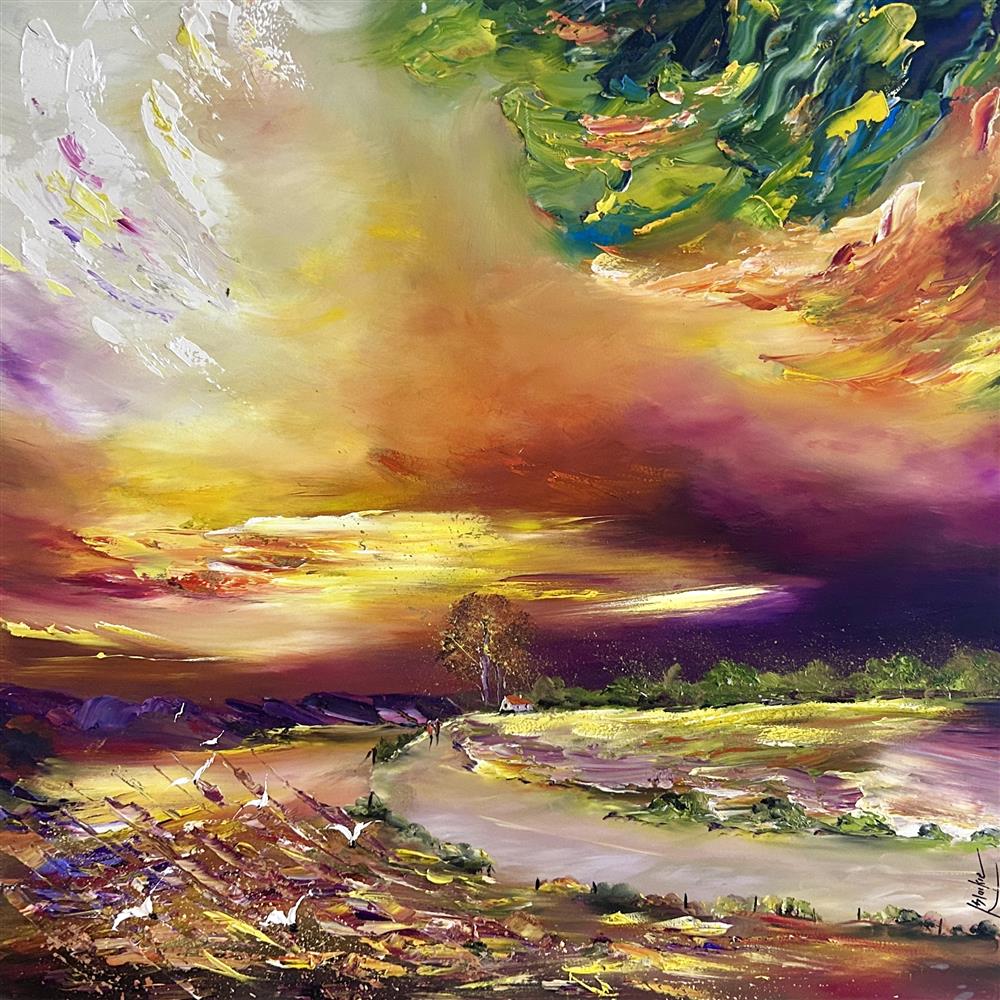 Lillias Blackie -  'Mist Over The Highland Lake' - Framed Original Artwork