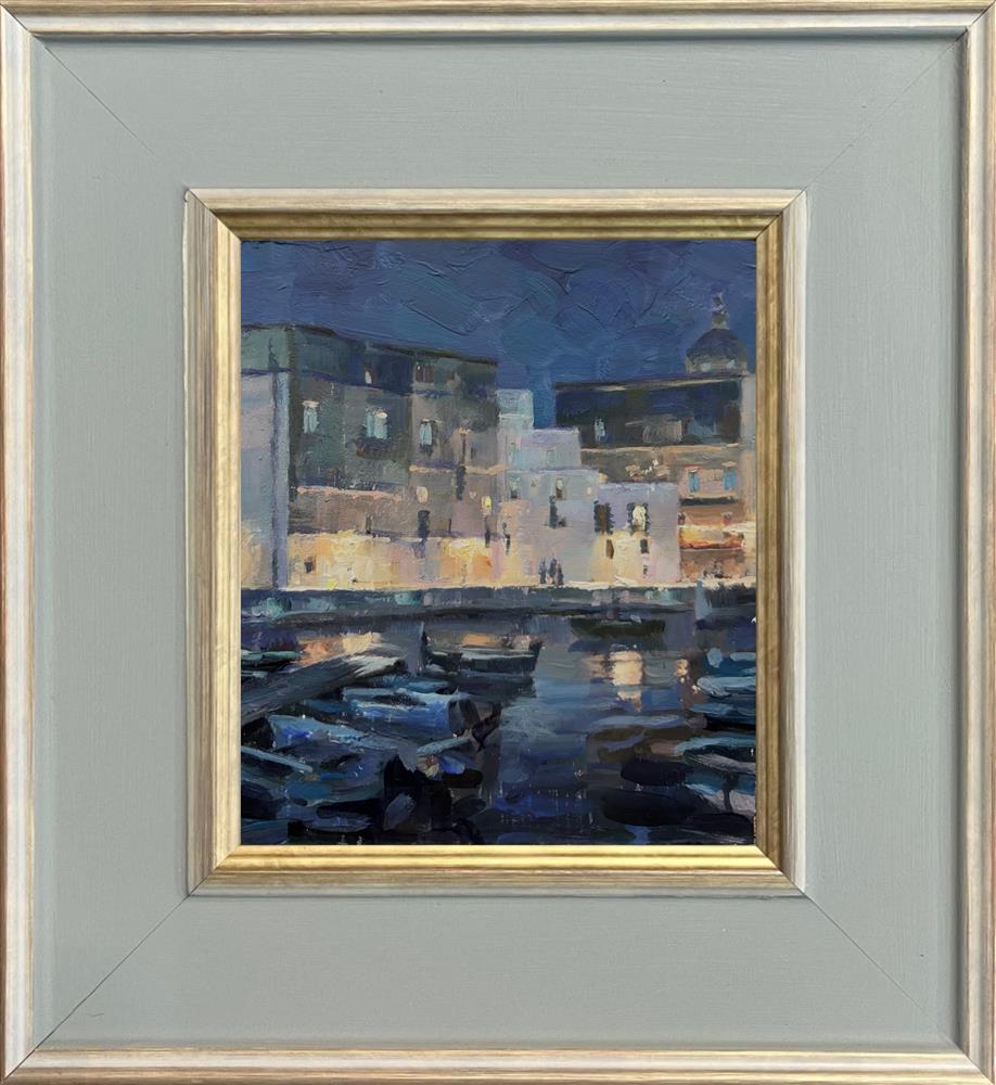 Rachele Dryden-Smith - 'Monopoli Harbour Night' - Framed Original Artwork