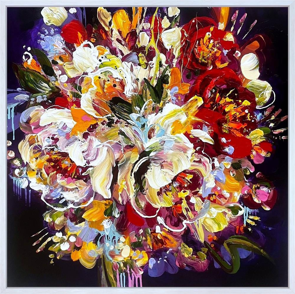 Anna Cher - 'Moonflowers & Mist' - Framed Original Artwork