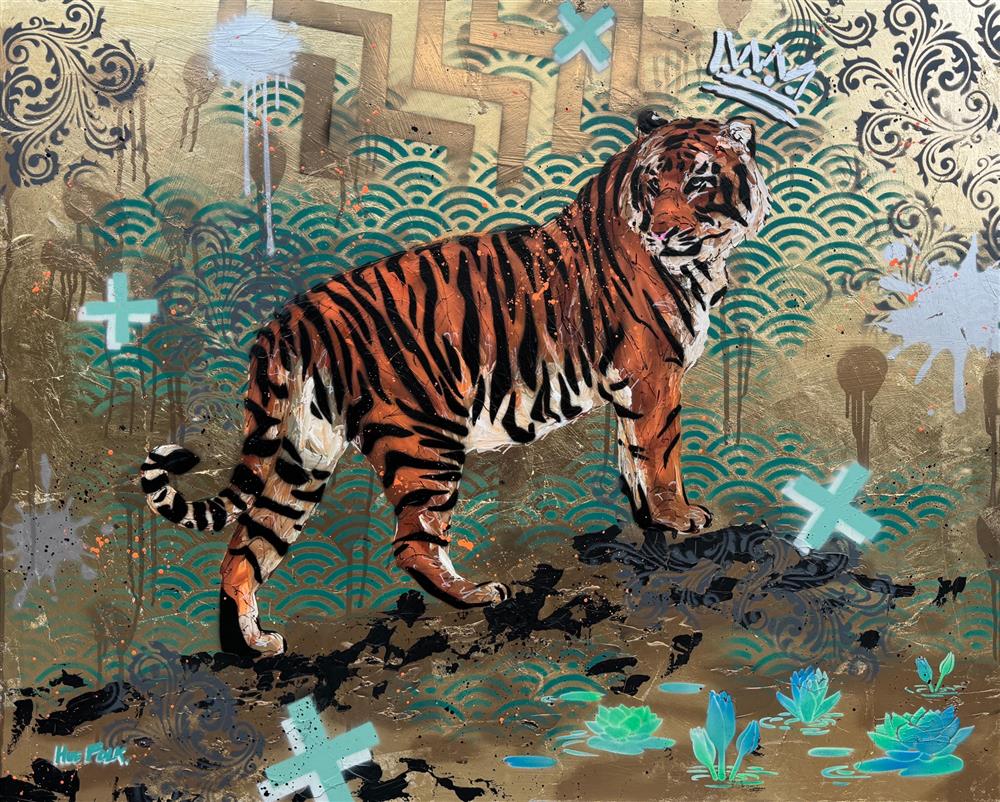 Hue Folk - 'Urban Stripes I' - Framed Original Art