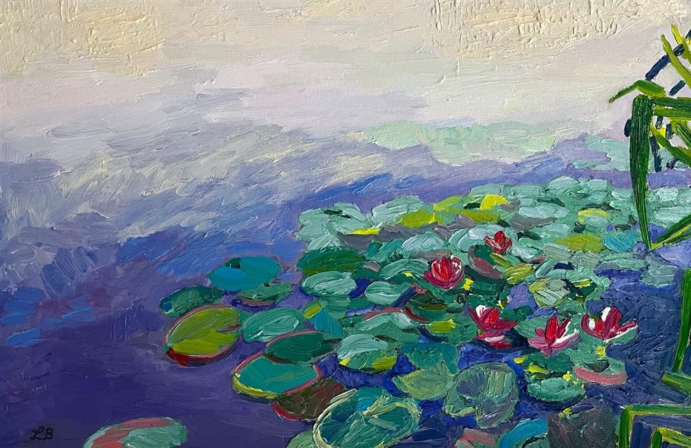 Leila Barton - 'A Day Of Pink Water Lillies' - Framed Original Artwork