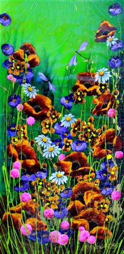 Christopher Bell - 'Floral VII' - Unique Glass Resin - Framed Original Artwork