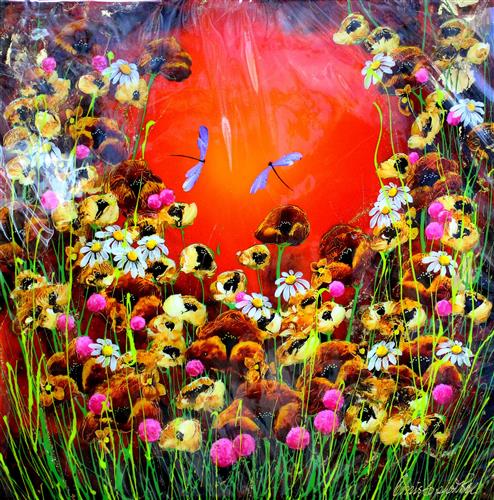 Christopher Bell - 'New Floral Gardens III' - Unique Glass Resin - Framed Original Artwork