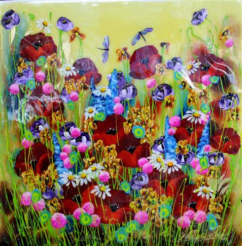 Christopher Bell - 'New Floral Gardens IV' - Unique Glass Resin - Framed Original Artwork