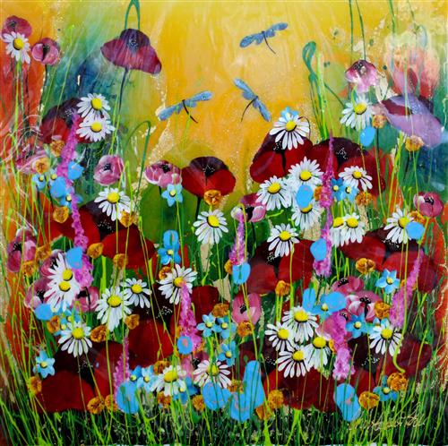 Christopher Bell - 'New Floral Gardens V' - Unique Glass Resin - Framed Original Artwork