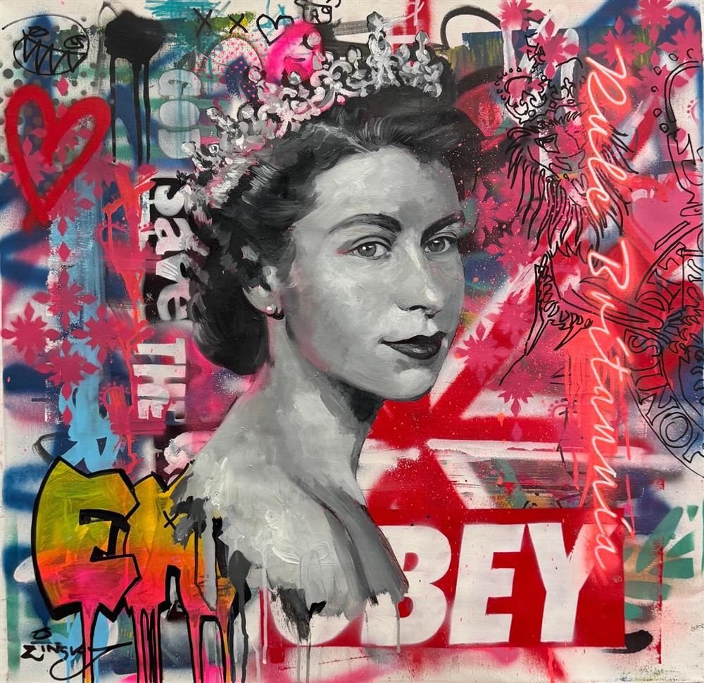 Zinsky - 'Obey Her Majesty' - Framed Original Artwork