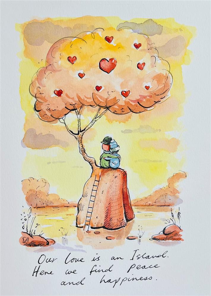 Michael Abrams - 'Our Love Is An Island' - Sketch - Framed Original Artwork