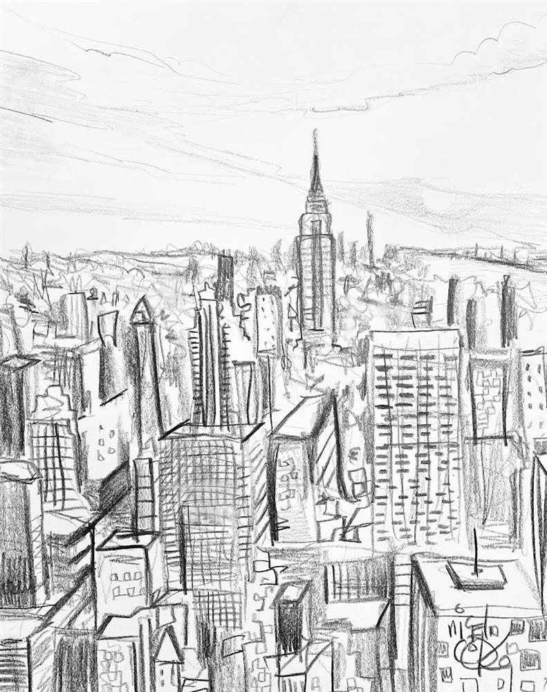 Nigel Cooke - 'Looking Over Manhattan' - Framed Original Study