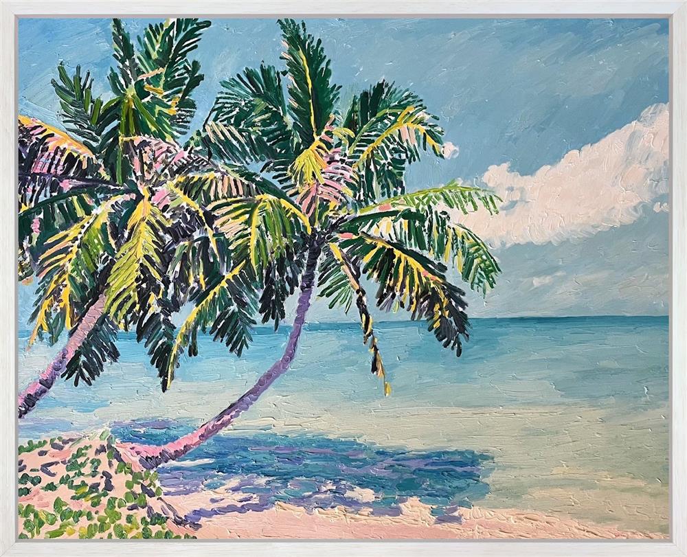 Leila Barton - 'Palm Over The Turquoise Sea' - Framed Original Artwork