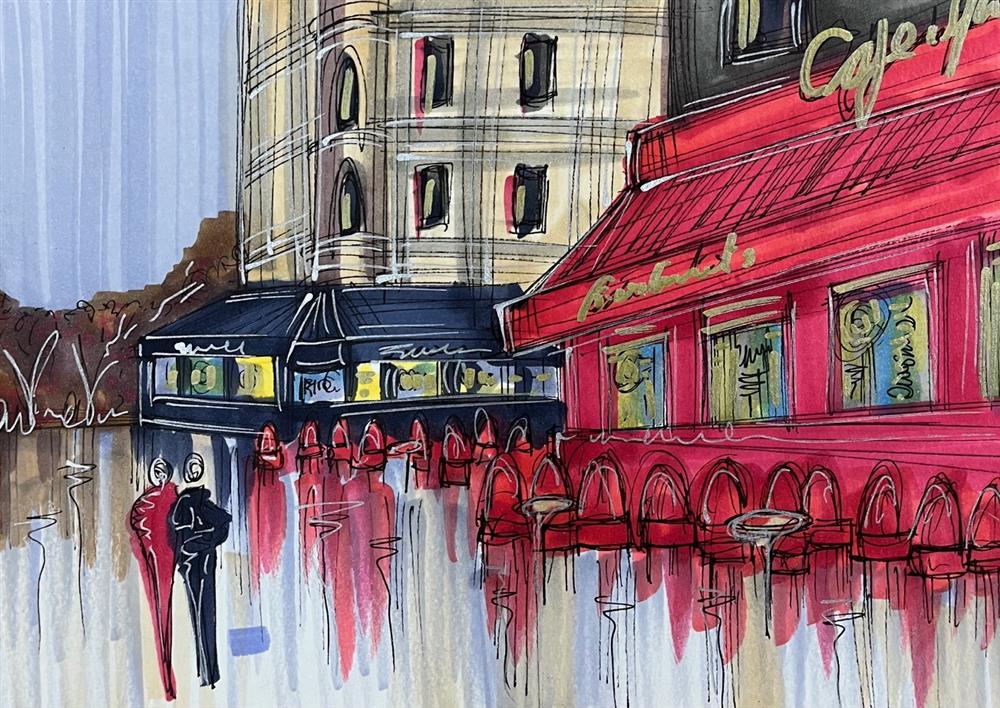 Edward Waite - 'Paris Cafe Corner - Study' - Framed Original Art