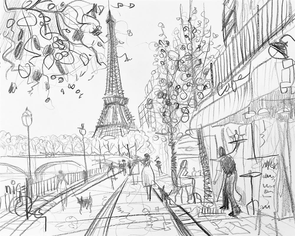 Nigel Cooke - 'Paris City Life' - Framed Original Study