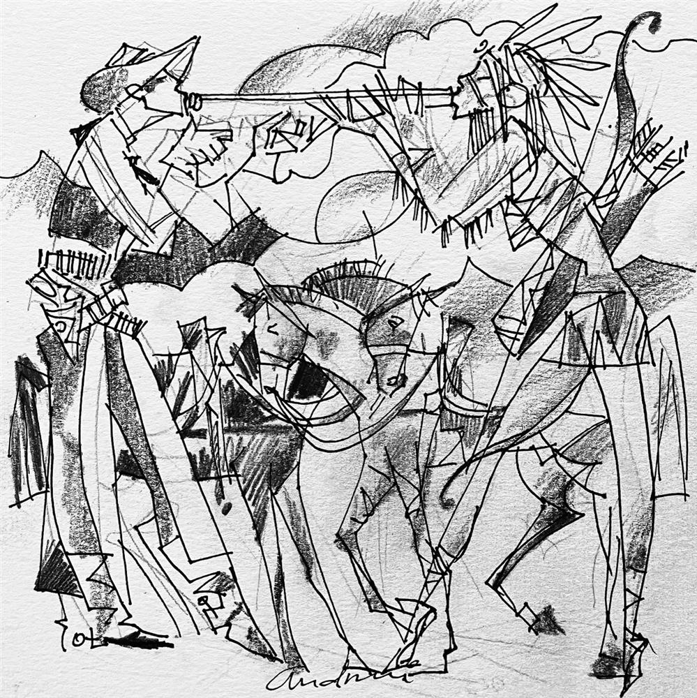 Andrei Protsouk - Peace Pipe - Study' - Framed Original Art