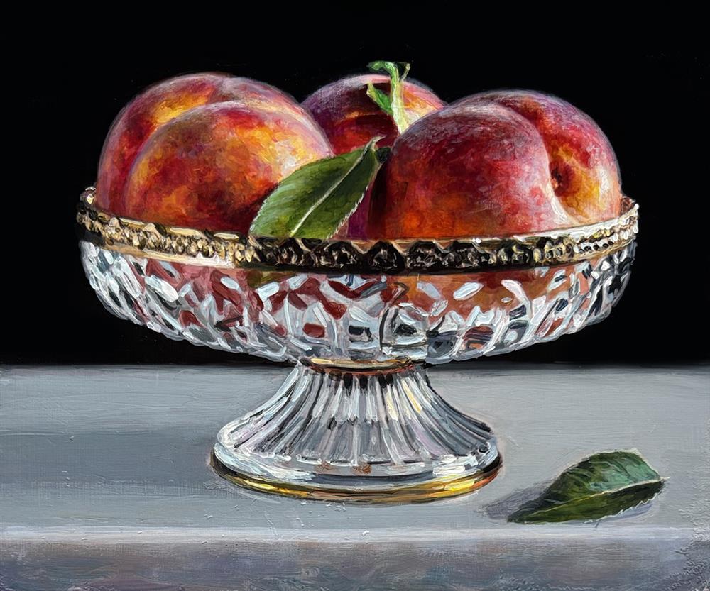 Tony Owens - 'Peaches And Cut Glass Bowl' - Framed Original Artwork