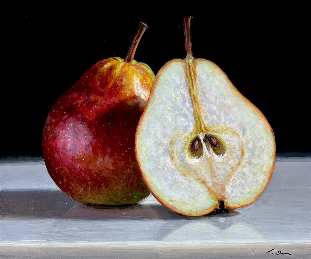 Tony Owens - 'Pear And Cut Pear' - Framed Original Artwork