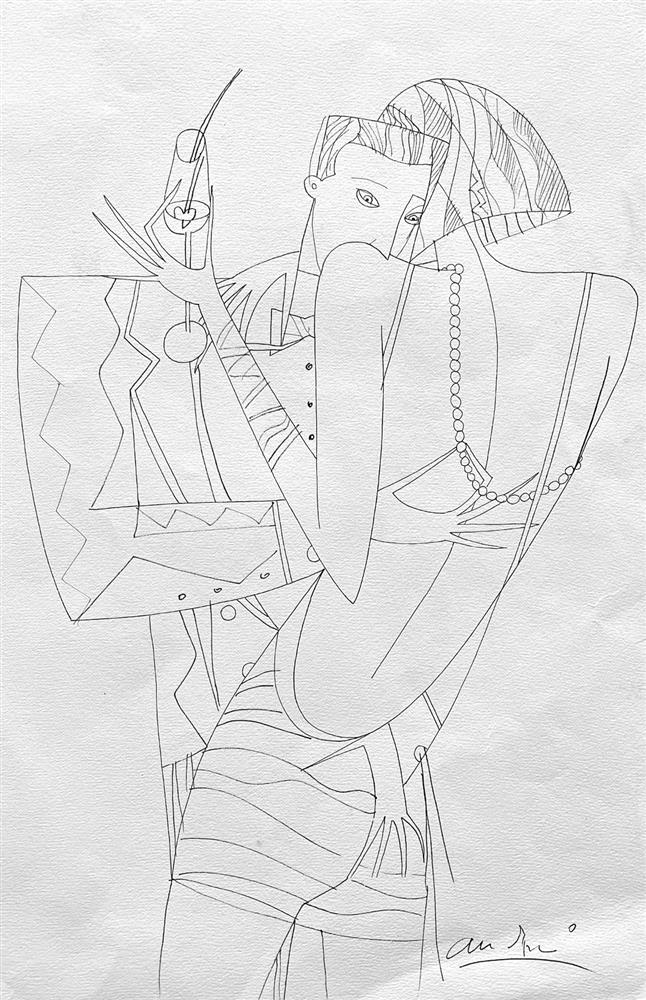 Andrei Protsouk - 'Pearls Of Love - Line Study' - Framed Original Art