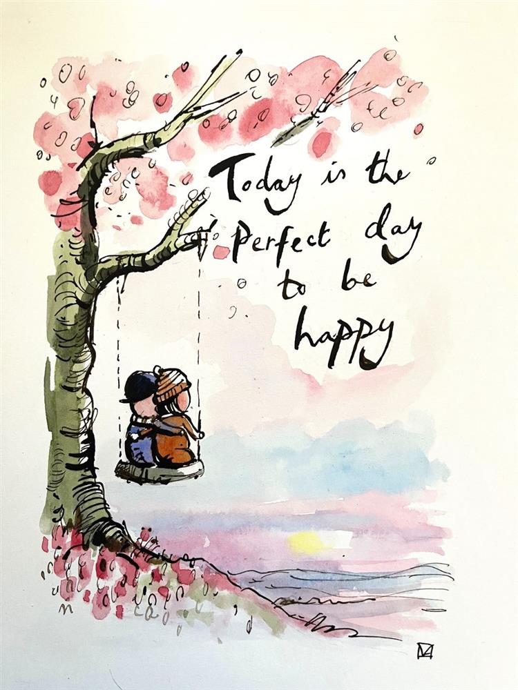 Michael Abrams - 'Perfect Day To Be Happy - Sketch' - Framed Original Art