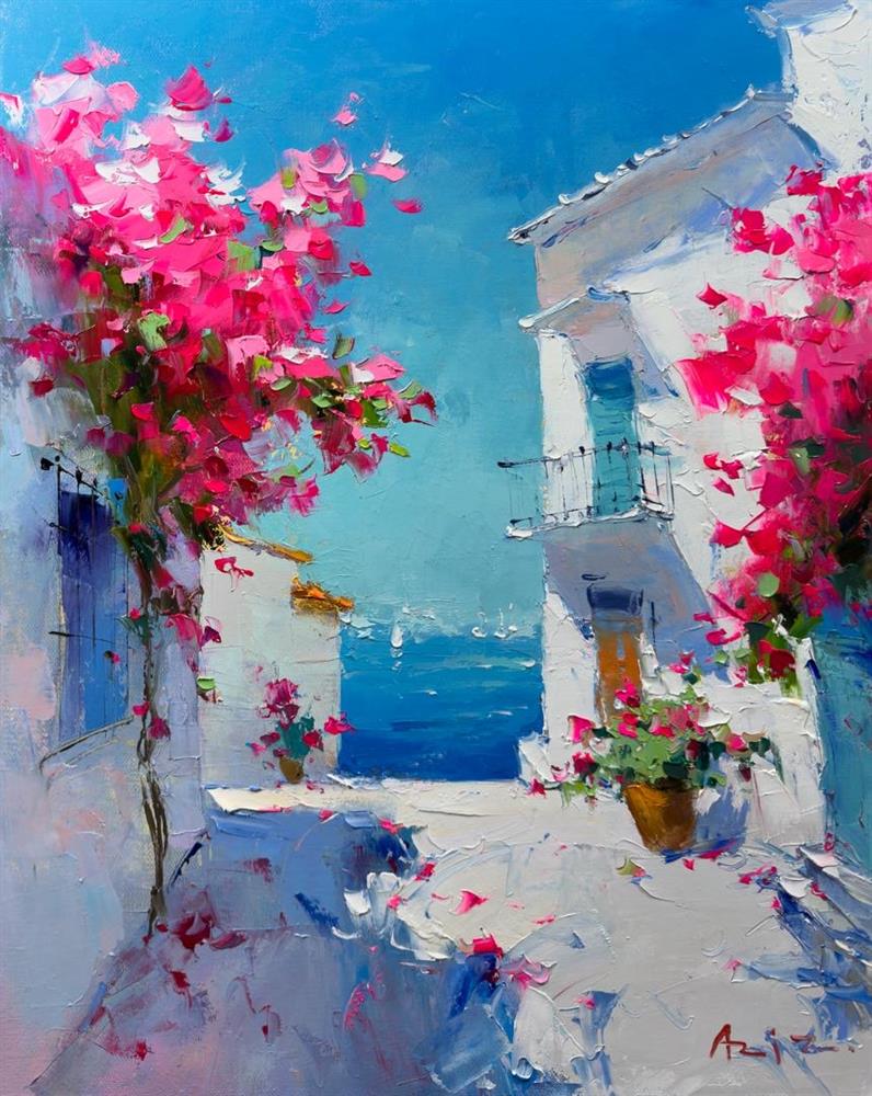 Aziz - 'Petals In The Aegean Breeze' - Framed Original Artwork