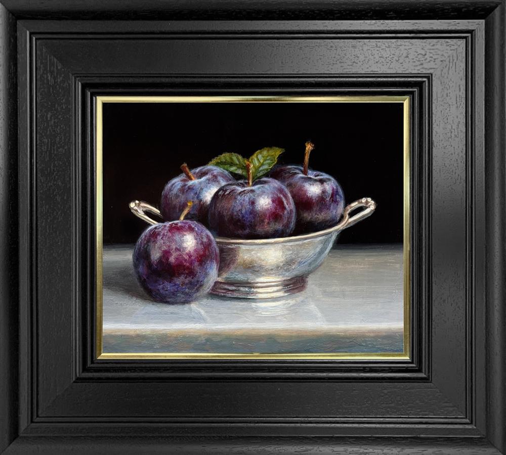 Tony Owens - 'Plums In Silver Bowl' - Framed Original Artwork