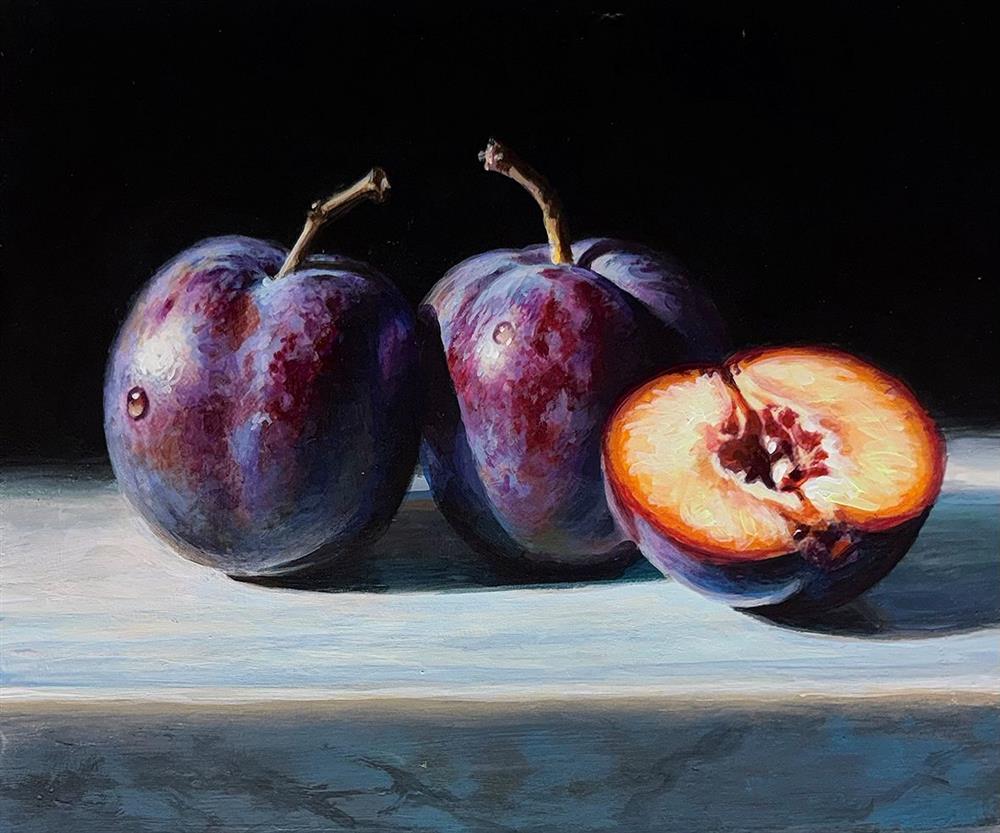 Tony Owens - 'Plums On Marble' - Framed Original Artwork