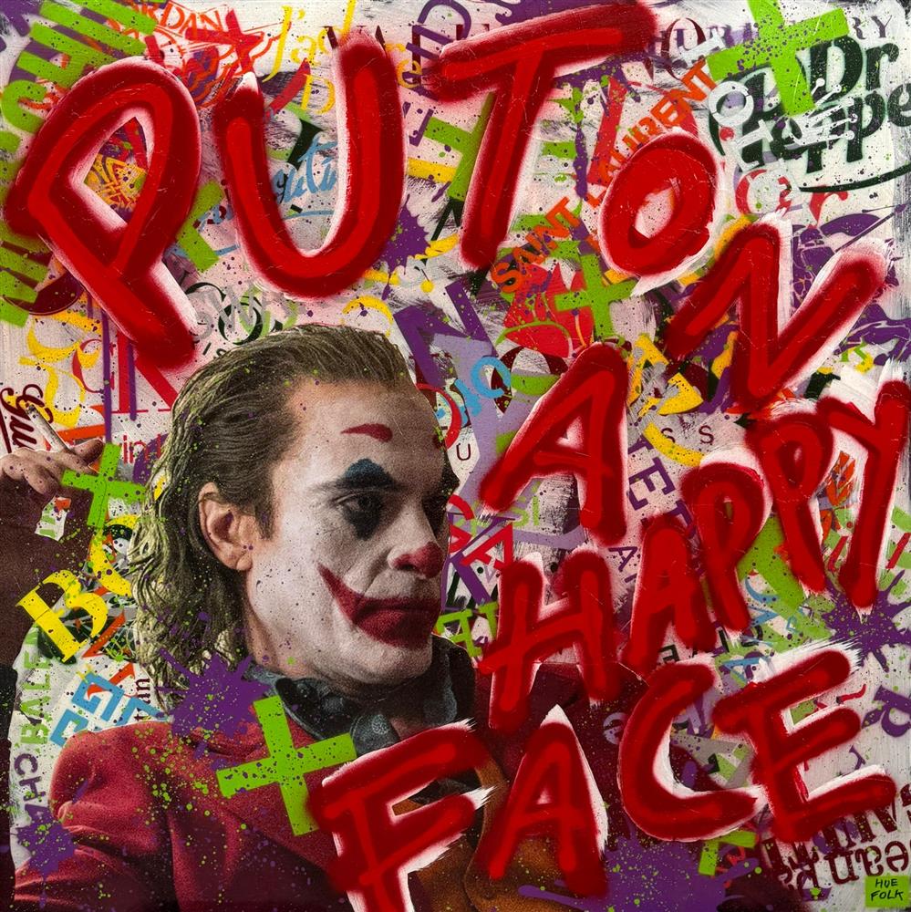 Hue Folk - 'Put On A Happy Face' - Framed Original Art
