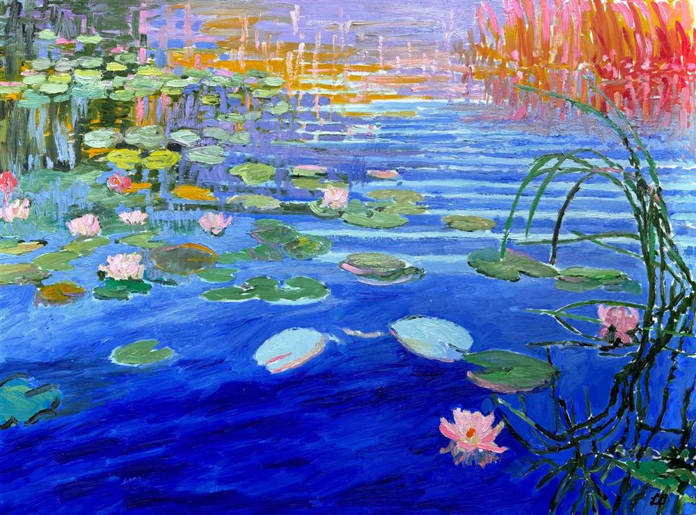 Leila Barton - 'Rainbow Water Lilies' - Framed Original Artwork