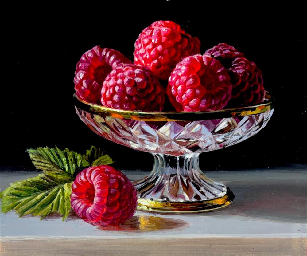 Tony Owens - 'Raspberries In Silver Bowl' - Framed Original Artwork