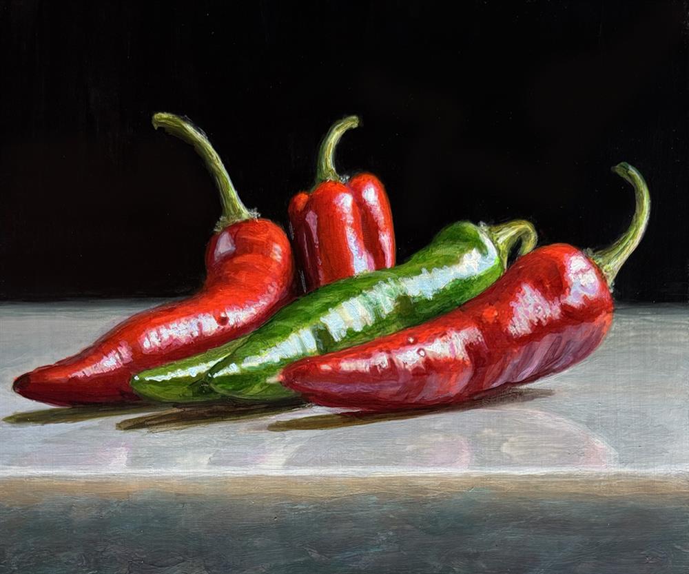 Tony Owens - 'Red And Green Chillies' - Framed Original Artwork