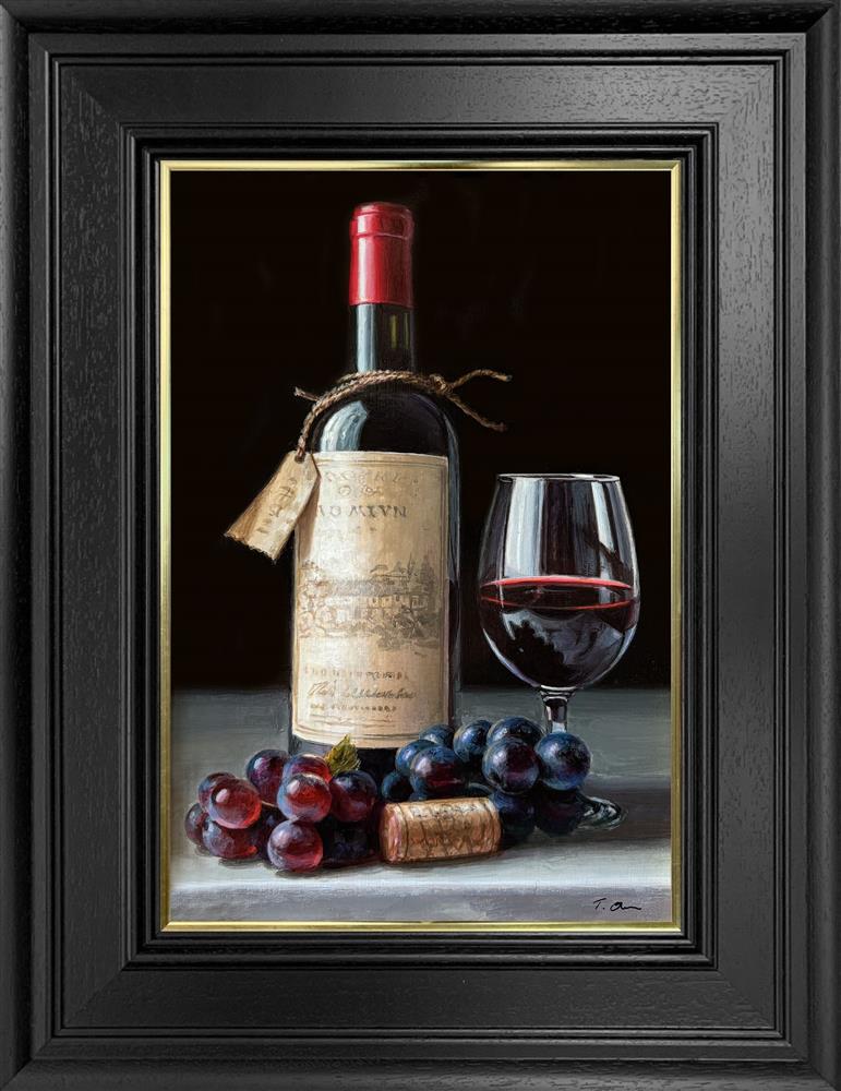 Tony Owens - 'Red Wine, Grapes And Glass' - Framed Original Artwork