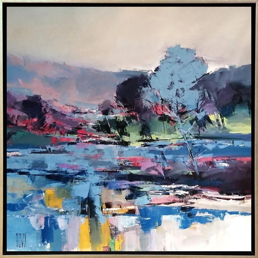 Hervé Lenouvel  'Rouge Et Bleu Du Soir' - Framed Original Artwork
