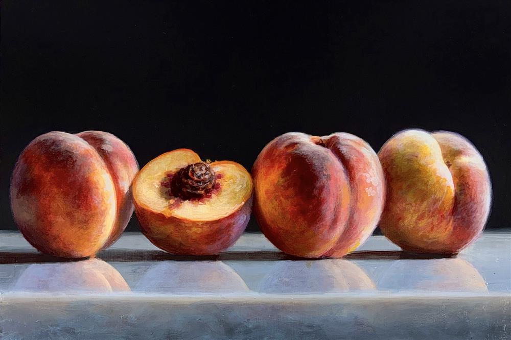 Tony Owens - 'Row Of Peaches On Mable' - Framed Original Artwork