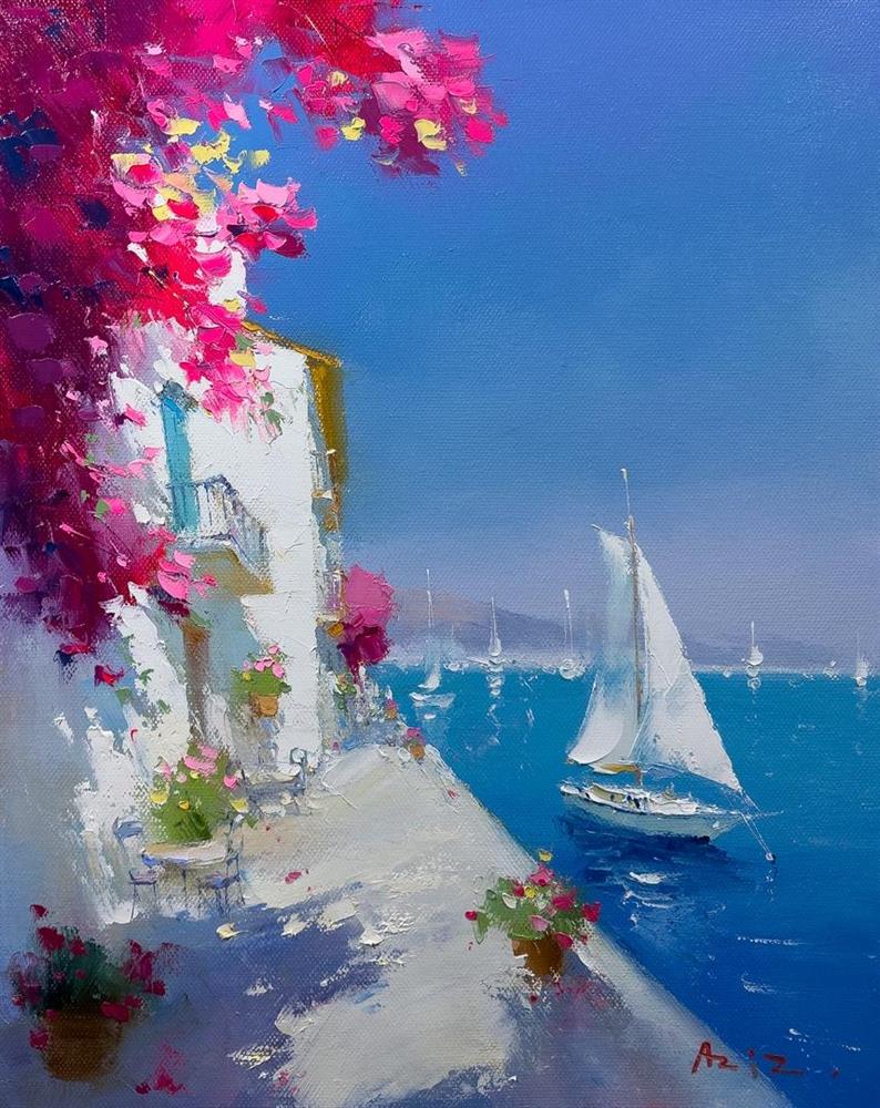 Aziz - 'Seaside Serenity' - Framed Original Artwork